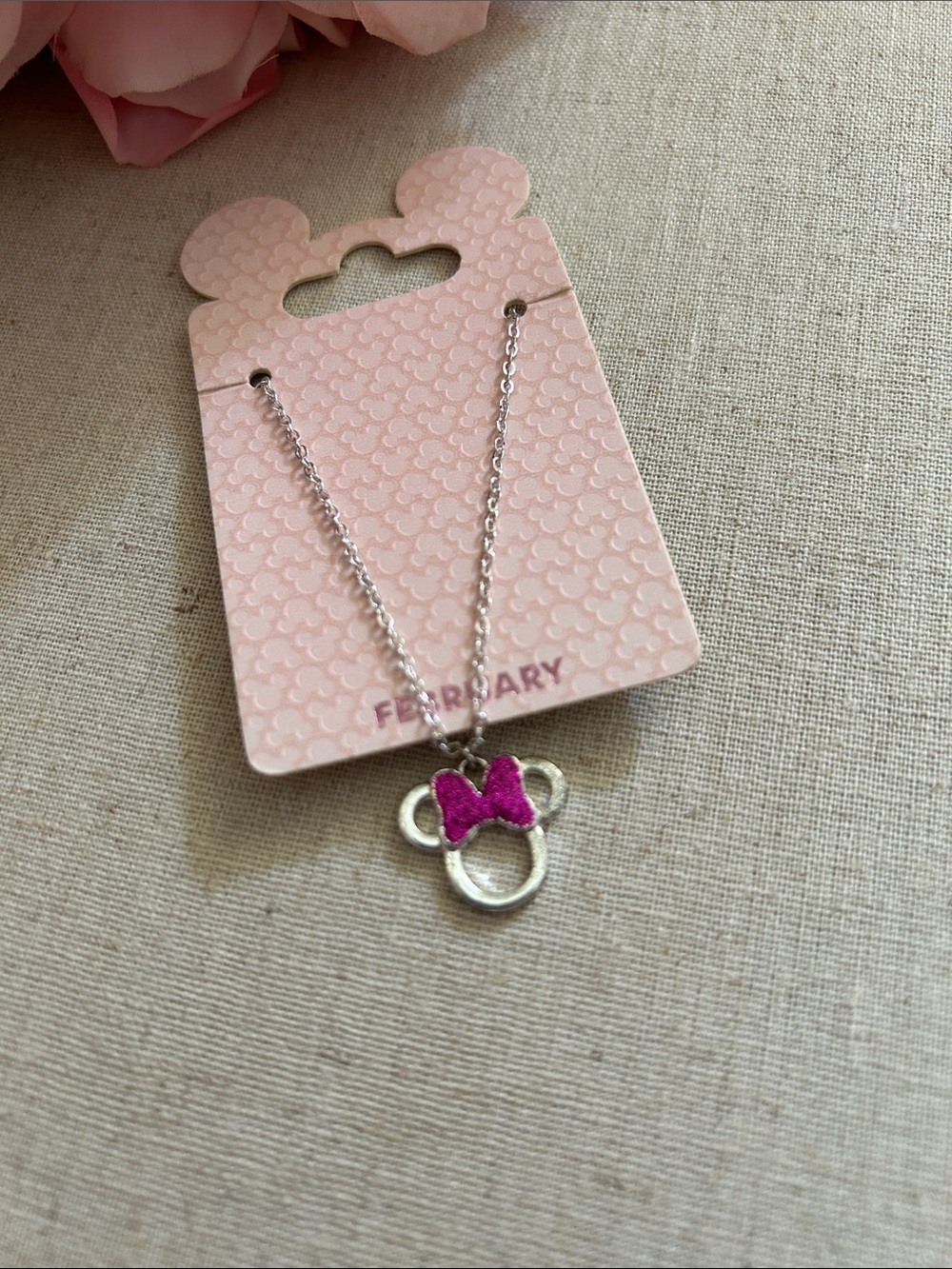 DISNEY • Authentic Disney Pink Purple & Silver February Minnie Mouse Necklace - Picture 7 of 9
